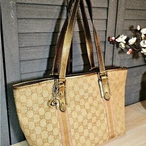 Authentic Gucci Monogram GG gold tote